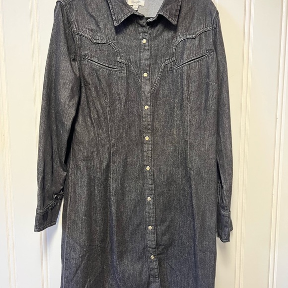 Wrangler Retro Black Denim Button-Up Dress Size Large - Picture 1 of 8